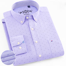 Load image into Gallery viewer, Mens Long Sleeve Solid Oxford Dress Shirt with Left Chest Pocket High-quality Male Casual Regular-fit Tops Button Down Shirts