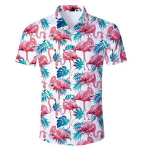 Load image into Gallery viewer, Men's Flamingo Printing Summer Short Sleeve Shirts 2019 New Hawaii Style Beach Casual Slim Fit Breathable Comfortable Tops