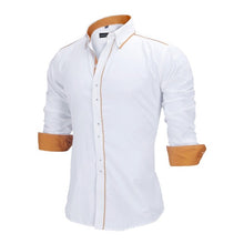 Load image into Gallery viewer, VISADA JAUNA Men Shirts Europe Size New Arrivals Slim Fit Male Shirt Solid Long Sleeve British Style Cotton Men's Shirt N332