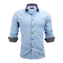 Load image into Gallery viewer, VISADA JAUNA Men Shirts Europe Size New Arrivals Slim Fit Male Shirt Solid Long Sleeve British Style Cotton Men's Shirt N332