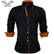 Load image into Gallery viewer, VISADA JAUNA Men Shirts Europe Size New Arrivals Slim Fit Male Shirt Solid Long Sleeve British Style Cotton Men's Shirt N332