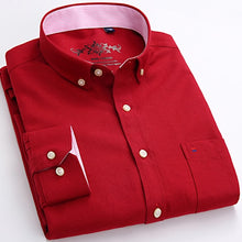 Load image into Gallery viewer, Mens Long Sleeve Solid Oxford Dress Shirt with Left Chest Pocket High-quality Male Casual Regular-fit Tops Button Down Shirts