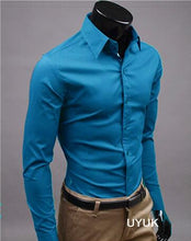 Load image into Gallery viewer, 2019Men Shirt Long Sleeve Fashion Mens Casual Shirts Cotton Solid Color Business Slim Fit Social Camisas Masculina RD464