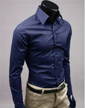 Load image into Gallery viewer, 2019Men Shirt Long Sleeve Fashion Mens Casual Shirts Cotton Solid Color Business Slim Fit Social Camisas Masculina RD464