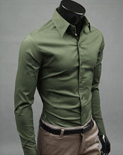 Load image into Gallery viewer, 2019Men Shirt Long Sleeve Fashion Mens Casual Shirts Cotton Solid Color Business Slim Fit Social Camisas Masculina RD464