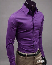 Load image into Gallery viewer, 2019Men Shirt Long Sleeve Fashion Mens Casual Shirts Cotton Solid Color Business Slim Fit Social Camisas Masculina RD464