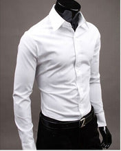 Load image into Gallery viewer, 2019Men Shirt Long Sleeve Fashion Mens Casual Shirts Cotton Solid Color Business Slim Fit Social Camisas Masculina RD464