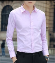 Load image into Gallery viewer, Large Size Men's Business Casual Long Sleeved Shirt White Blue Black Smart Male Social Dress Shirt Plus