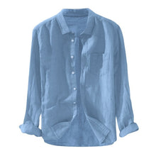 Load image into Gallery viewer, 2019 Summer Plus Size Men's Baggy Solid Cotton Linen Long Sleeve Button Pocket Shirts M-3XL camisa masculina camisas hombre