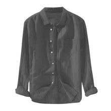 Load image into Gallery viewer, 2019 Summer Plus Size Men's Baggy Solid Cotton Linen Long Sleeve Button Pocket Shirts M-3XL camisa masculina camisas hombre