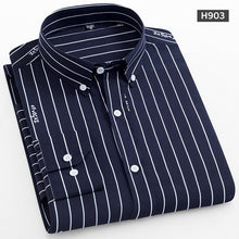 Load image into Gallery viewer, Original Aoliwen shirts for men long sleeve stripe print Casual fashion Summer thin section brand men shirts high quality